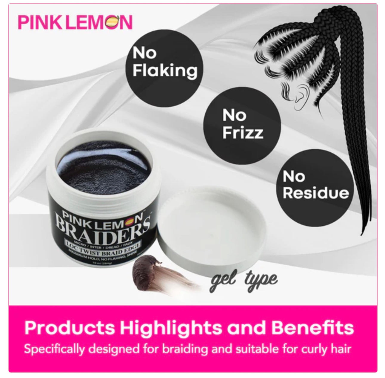 PINK LEMON BRAIDERS LOC TWIST BRAID GEL