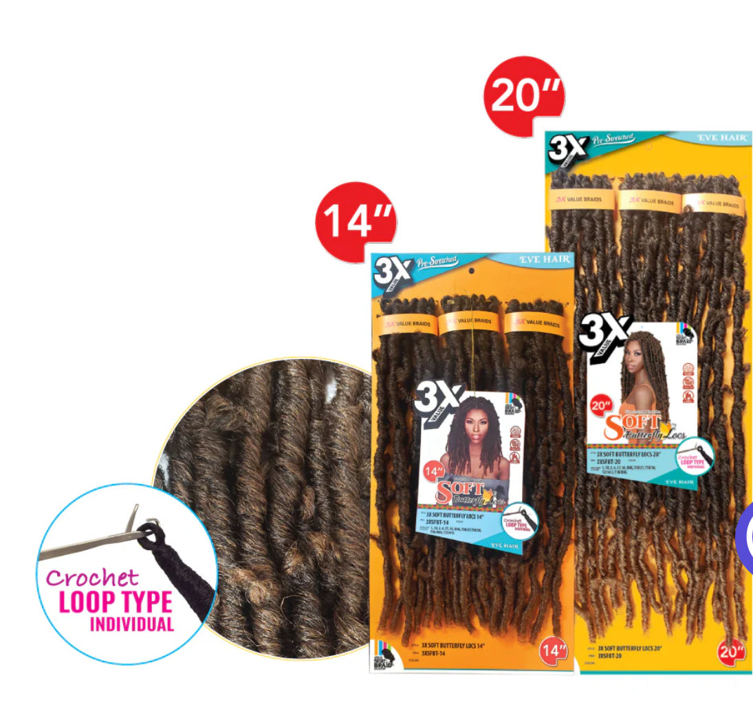 3X SOFT BUTTERFLY LOCS 14''