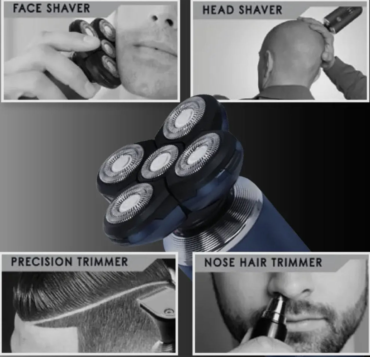 4 IN 1 HEAD SHAVER & GROOMING KIT